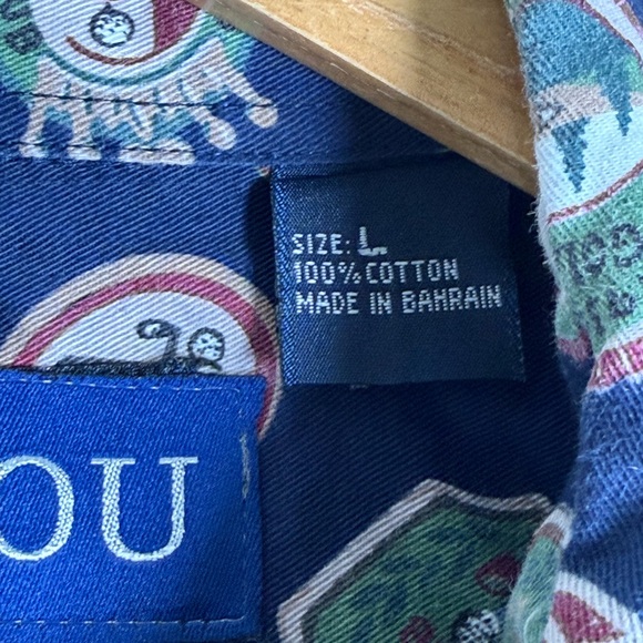 Bayou Men’s Golf Crest Print Button Down Shirt Cotton Golfcore Preppy Y2K Sz L - Picture 4 of 7